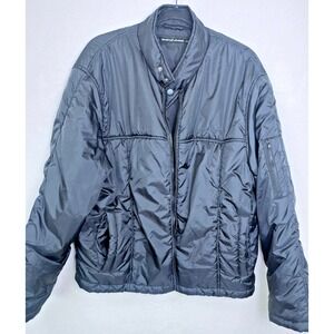 DKNY Jeans Black Quilted Puffer Jacket Zip‎ Front Stand Collar Womens L *NOTE